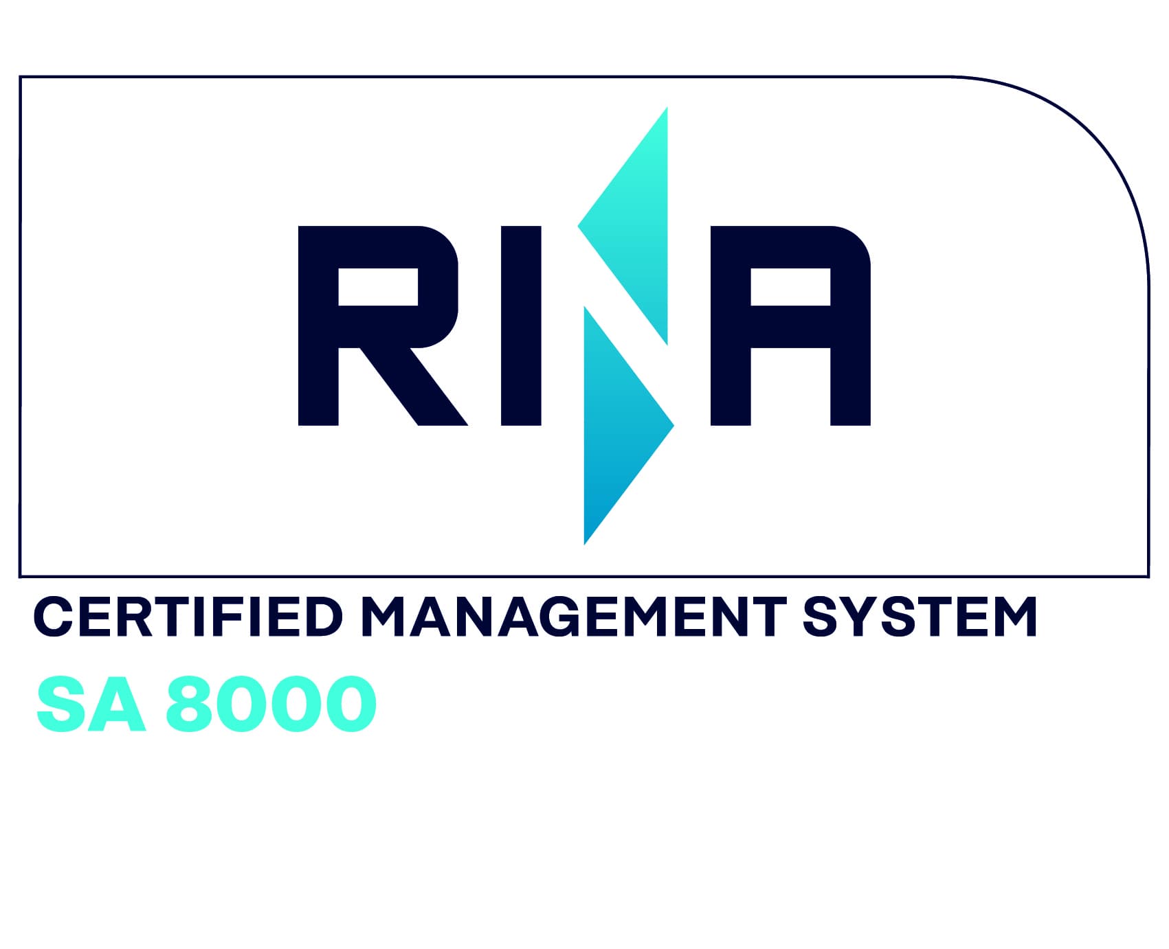 Logo certificazione Sa 8000 ottenuta da Ruscalla Renato S.p.a.